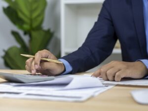 Business person Reviewing Foreign Bank Account Statements